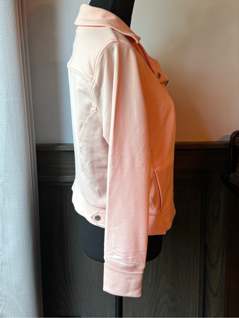 H by Halston Pale Pink Asymmetrical Zip Bomber Jacket - Picture 6 of 11
